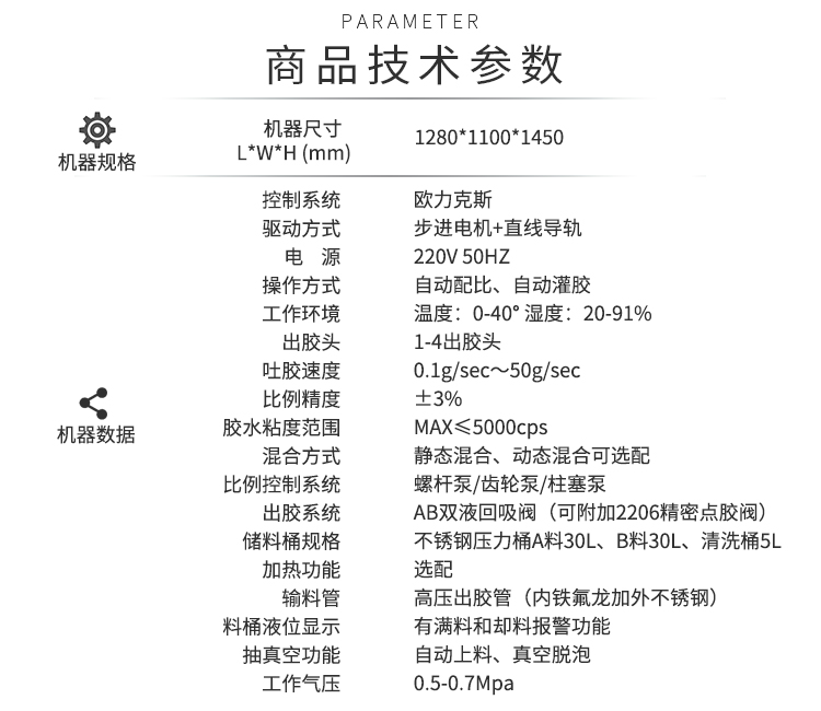 灌膠機參數